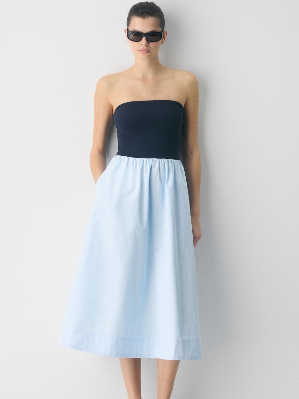 Sold Out Aritzia Babaton Fluid Poplin Two-Tone Strapless Midi Dress, XL